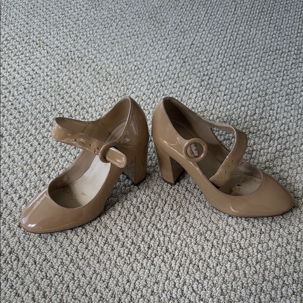 Marc Fisher Tan Patent Mary Jane Heels